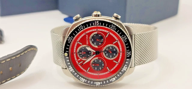 MENS WATCH SECTOR 270 CHRONOGRAPH RED DIAL 100m OLD RARE RETRO