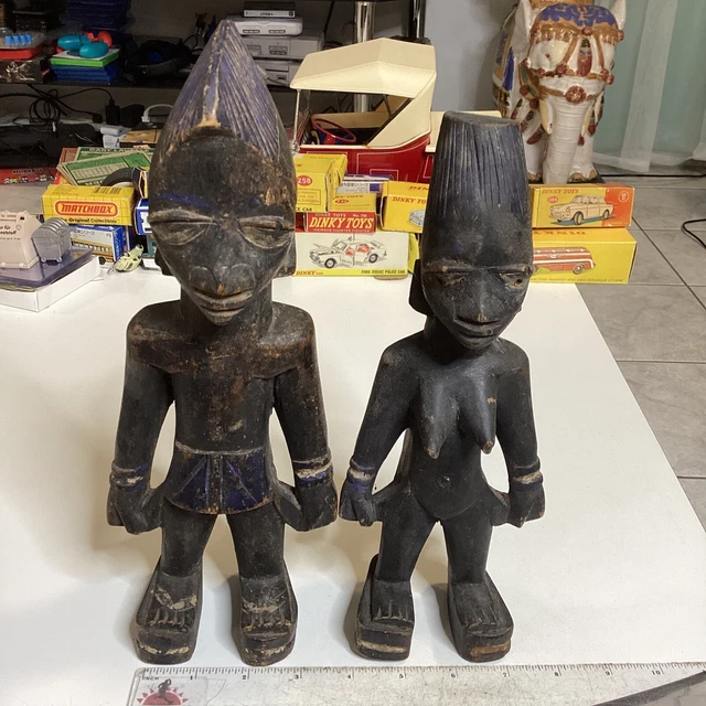 Yoruba Onile African Lukumi Religion Primitive Figures Carved Wood Tribal Art 7