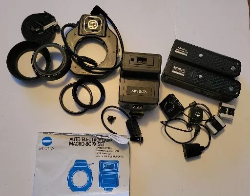 Minolta Auto Electroflash Macro 80PX Set,2 Autowinders D&G, Vari Sensor Adapter