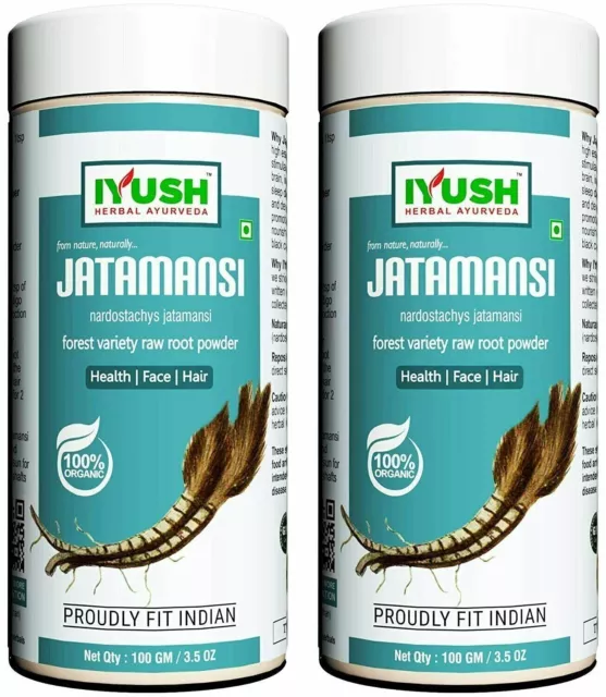 IYUSH de Hierbas Ayurveda Orgánico Jatamansi Polvo Pack De 2-100 Gramos Cada