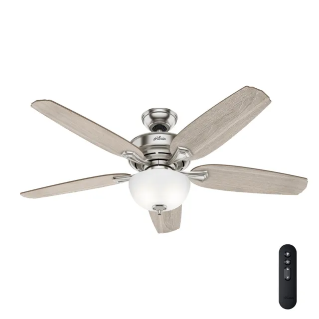Hunter Fan 54 inch Casual Brushed Nickel Ceiling Fan w Light and Remote Control
