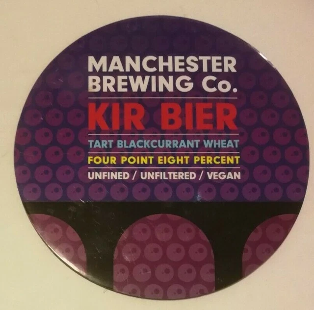 MANCHESTER brewery KIR BIER beer badge real ale pump clip front