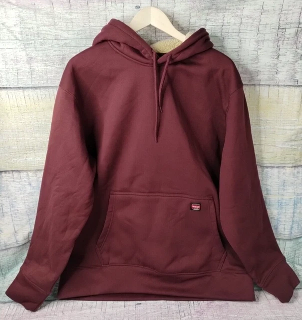 Men's Wrangler Workwear Hoodie Sherpa Lined Hood Maroon/Wine SIZE LARGE (42-44)