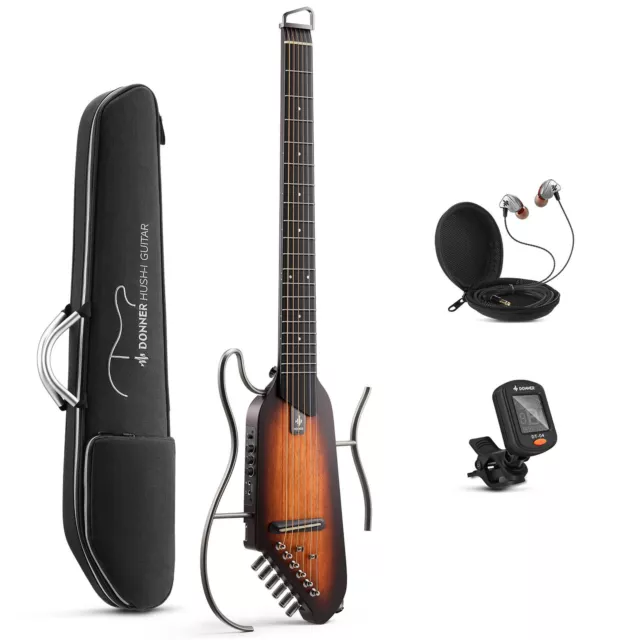 Donner HUSH-I Travel Acoustic Electric Guitar Quiet Practice Portable