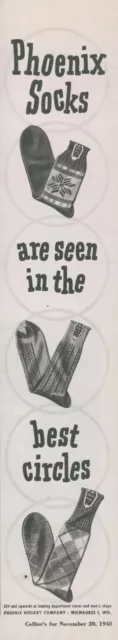 1948 Phoenix Socks Seen In Best Circles Patterns Vintage Print Ad C12