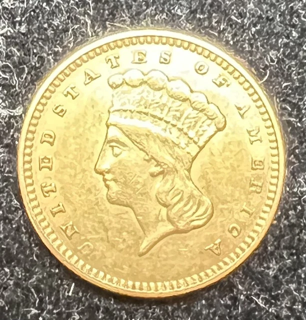 1856 Slanted 5 $1 Indian Head Princess AU Gold Dollar Beautiful Coin AH-13