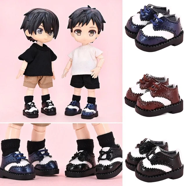 Für 1/12BJD Puppe Kuhfell-Puppen schuhe Puppen stiefel Lederschuhe Neu Casual