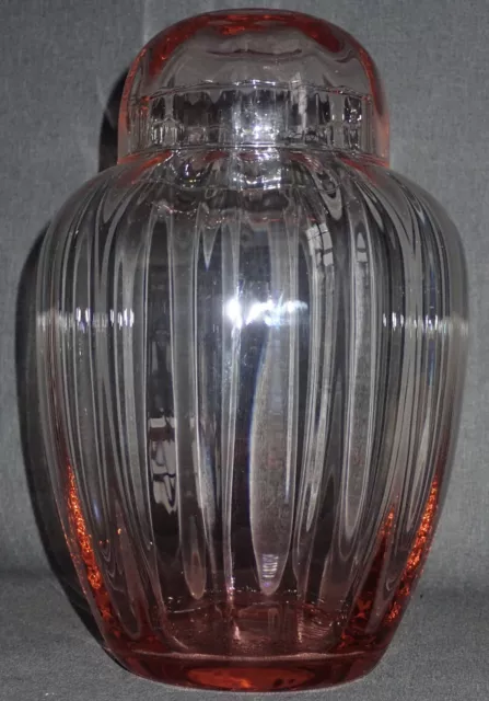 Antique Ginger Cookie Jar Pink Depression Glass Free Blown Sanded Pattern Pontil