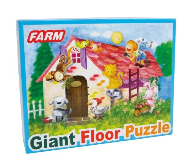 Puzzle gigante Fattoria animali gatto cane scimmia papera... cm 92x62 48 pezzi