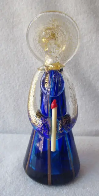 Vintage Murano Bucella Cristalli Art Glass Angel Blue W/24K Gold  Made in Italy