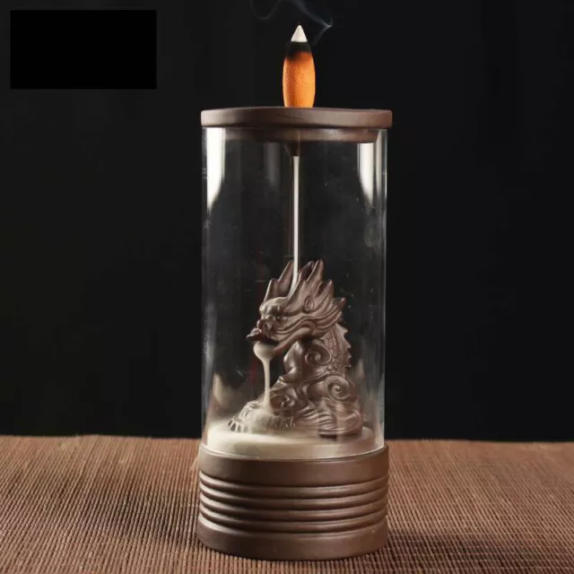 Chinese Purple Clay Dragon Smoke Waterfall Backflow Incense Burner Fragrance