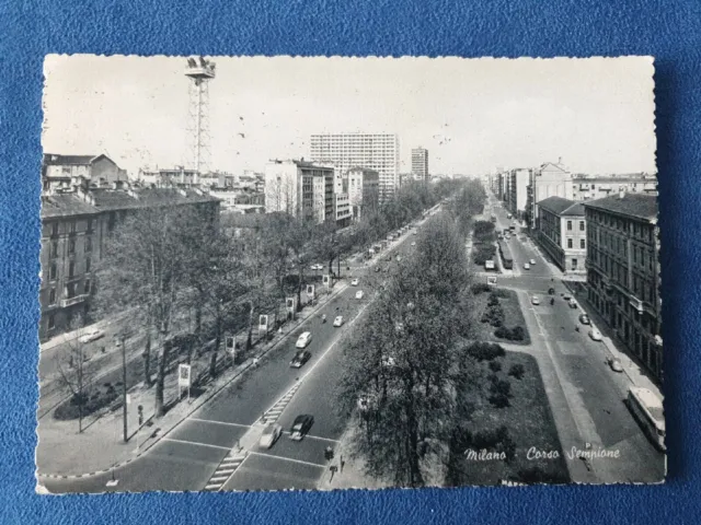 Cartolina Viaggiata Milano Corso Sempione con Tram  17 Aprile 1962