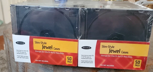 Sealed 100 Pack CD / DVD / Blu-Ray / Video Game Black Slim Jewel Storage Cases