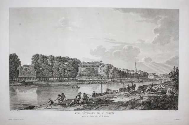 Saint-Cloud Hauts-de-Seine Vue Grabado Estampe Grabado 1780