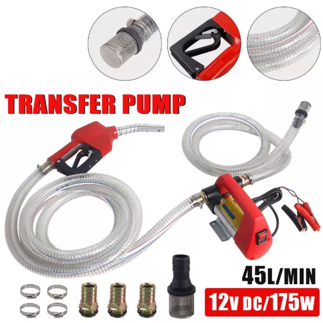 12V Diesel Transfer Pump Extractor Oil Fuel Electric Bowser Auto DC Car 45L/min