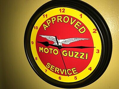 Moto Guzzi Motorcycle AppService Garage Man Cave Advertising Clock Sign