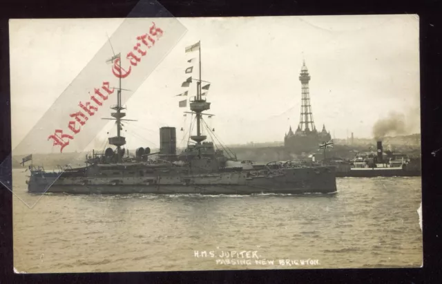 Navy H.M.S Jupiter Passing New Brighton (RP 1930's) SUNK Mine 1942