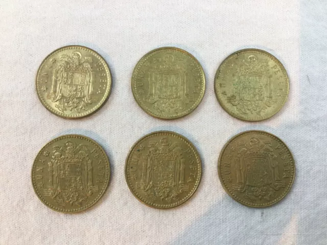 Münzen Spanien 6 x 1 Peseta 1975 König Juan Carlos I.  #17