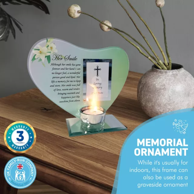 Her Smile Glass Memorial Candle Holder And Photo Frame 3