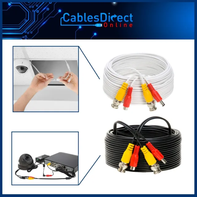 CCTV Cable Security Camera Siamese Wire BNC DC Power Video White Black Lot