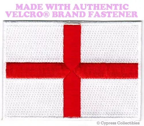 ENGLAND FLAG PATCH ST. GEORGE'S CROSS EMBROIDERED UK w/ VELCRO® Brand Fastener