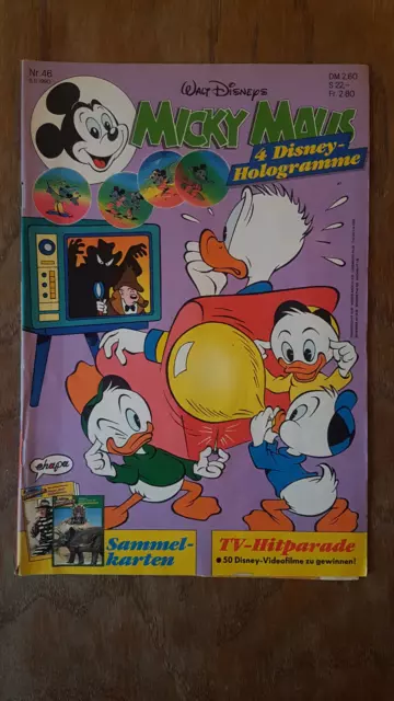 Micky Maus Comic Heft Nr. 46 1990 mit Beilage Disney-Hologramme + Sammelkarten