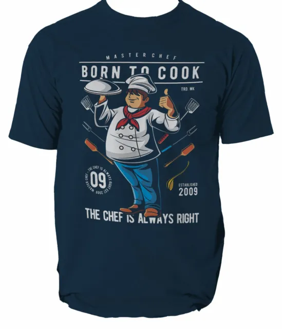 T-shirt da uomo Born To Cook Spatula cucchiaio chef cucina S-3XL