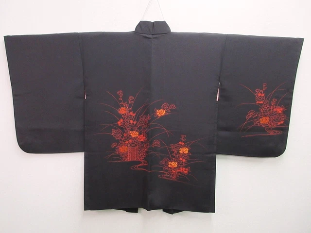 7685J3 Silk Vintage Japanese Kimono Haori Jacket Peony