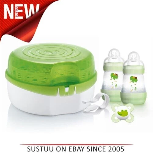 MAM Micro-Ondes Stérilisateur Kit Comprend 2x160 ML Bouteille, 1x Tétine +