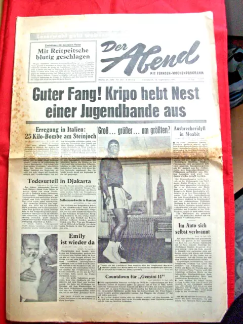 "DER ABEND" -  10 .09. 1966 (D) - CASSIUS CLAY vs. KARL MILDENBERGER-OPEL REKORD