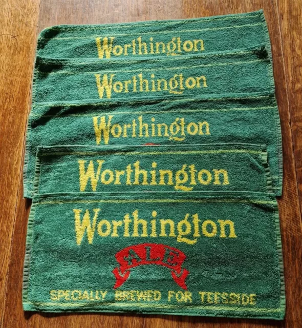 5 Vintage Worthington Best Bitter Pub Bar Towels, 2 Different Sizes