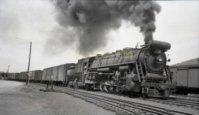 1952 CV Central Vermont Locomotive #709 @ Brattleboro VT - Vtg Railroad Negative