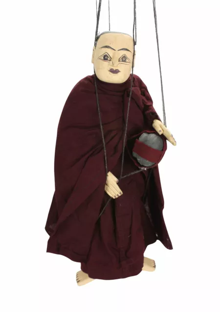 Large 50cm Traditional Burmese Puppet Marionette, Old Puppets; Bodaw the Monk
