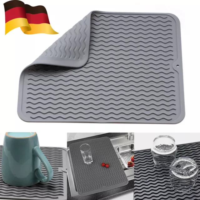 Silicone Sink Drying Mat Heat Resistant Kitchen Rectangle Non Slip Dish Drainer