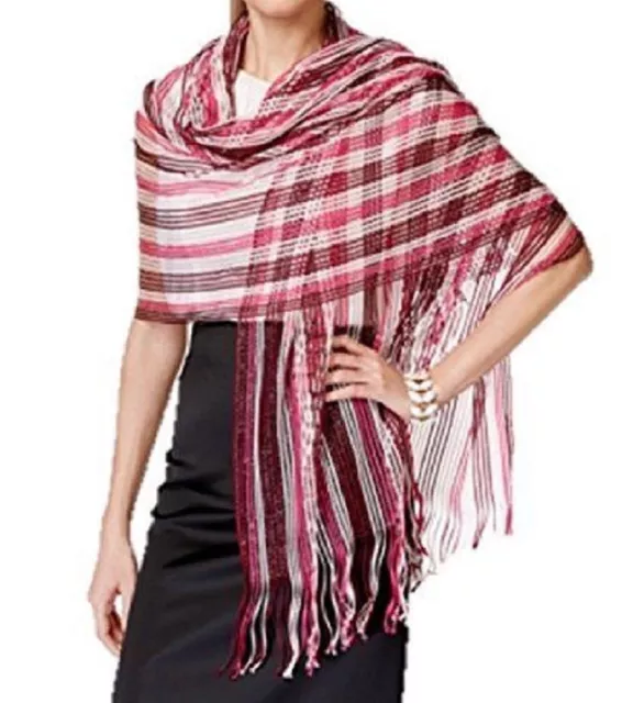 Collection XIIX Women's Multi Stripe Metallic Net Wrap, Gala Pink, One Size