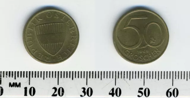 Austria 1968 - 50 Groschen Aluminum-Bronze Coin - Austrian Shield