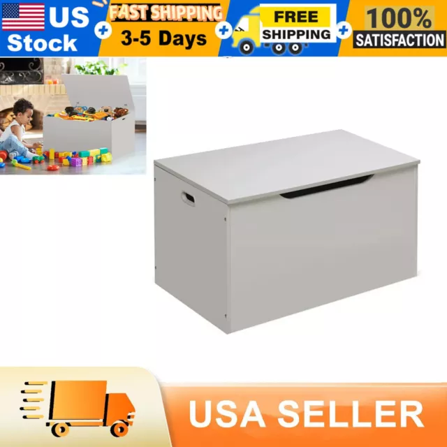 Large Flat Top Bench Toy Storage Box Kids Playroom Nursery Furniture Seat White