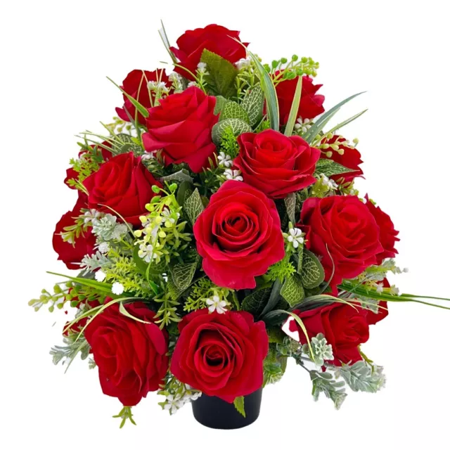 Sienna Red Roses Large Artificial Flower Graveside Cemetery Memorial Arrangement