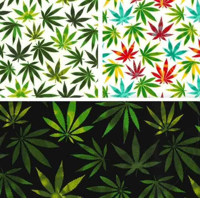 Ganja Leaf Fabric 100% Cotton Poplin Rose & Hubble Sewing Craft Material