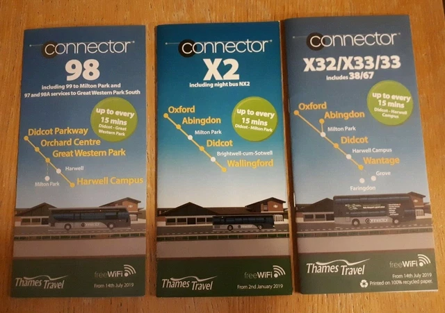 THAMES TRAVEL: 3 x bus timetables for Connector routes at Didcot: 2019 ...
