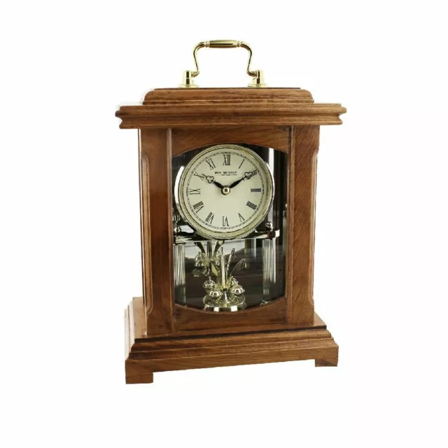 Traditional Anniversary Style Wood Mantel Clock With Pendulum.new.wooden Mantle