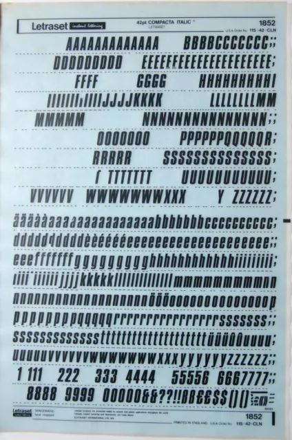 2 x BUCHSTABENSATZ Abreiben von Brieftransfers 42pt KOMPAKT KURSIV (#1852) 12,1 mm 2