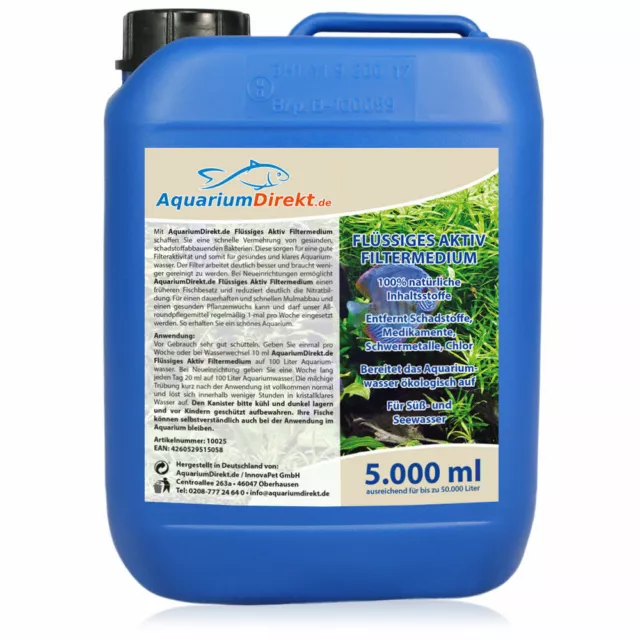 (4,80€/1l) Flüssiges AKTIV Filtermedium Aquarium 5L Kanister Wasseraufbereiter