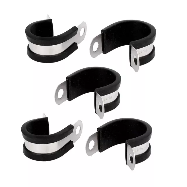 25mm Dia EPDM Rubber Lined P Clips Water Pipe Tube Clamps Holder 5pcs