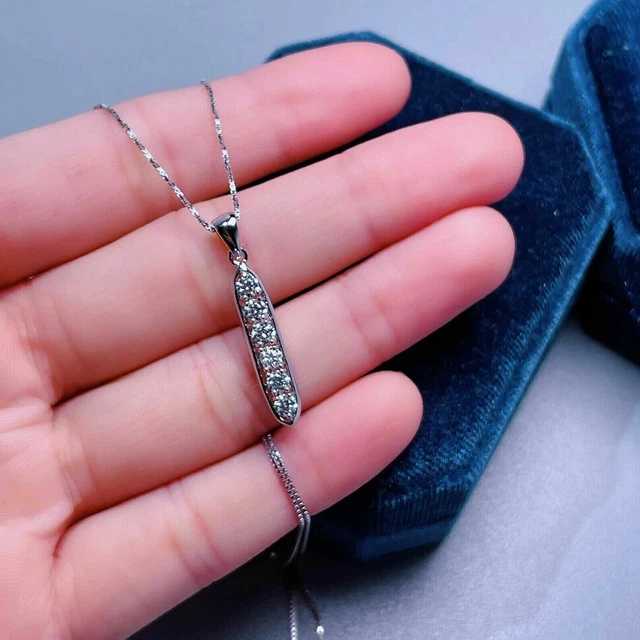 1 CT Round Lab Created VVS1 Diamond Five Stone Bar Pendant 14k White Gold Finish