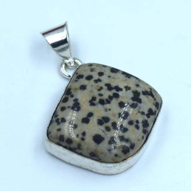 Natural Dalmatian Jasper Gemstone 925 sterling Silver Handmade Jewelry Pendant