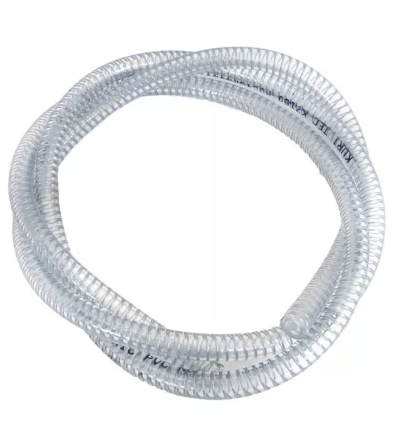 Kuri Tec 1/4" 10’ Reinforced Crystal Clear PVC Vacuum Hose Food Grade 10’