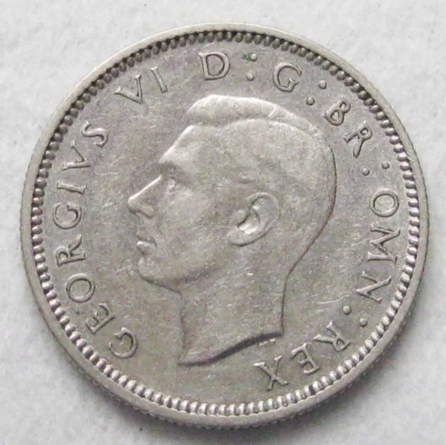 1939 Uk Great Britain  6 Sixpence Silver Coin .500 Very Nice