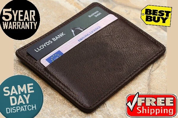 New Genuine Leather Slim Card Holder Wallets For Men - Minimalist RFID Blocking
