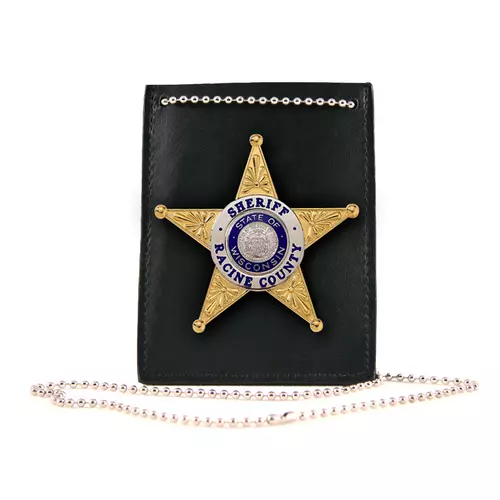 Boston Leather Neck Chain Id And Badge Holder